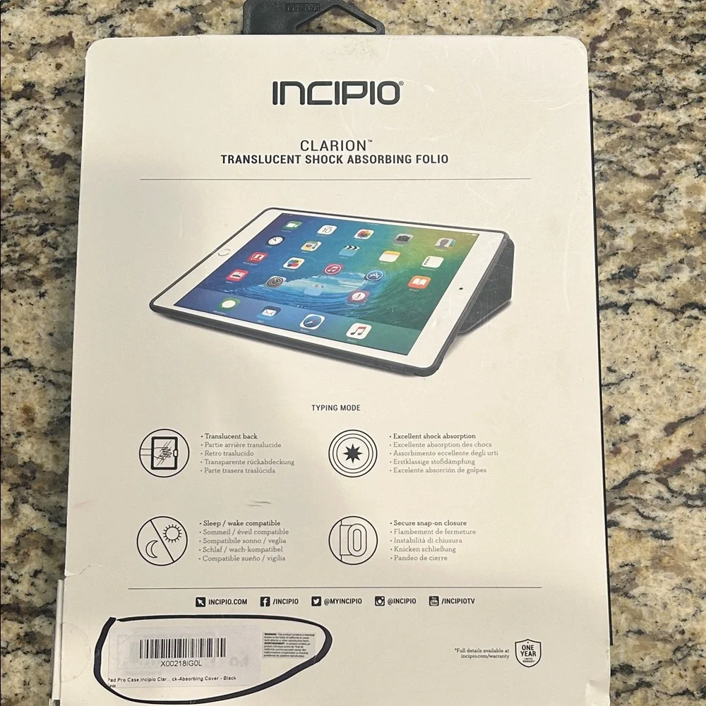 Incipio Black Clarion Shock Absorbing Folio for iPad Pro